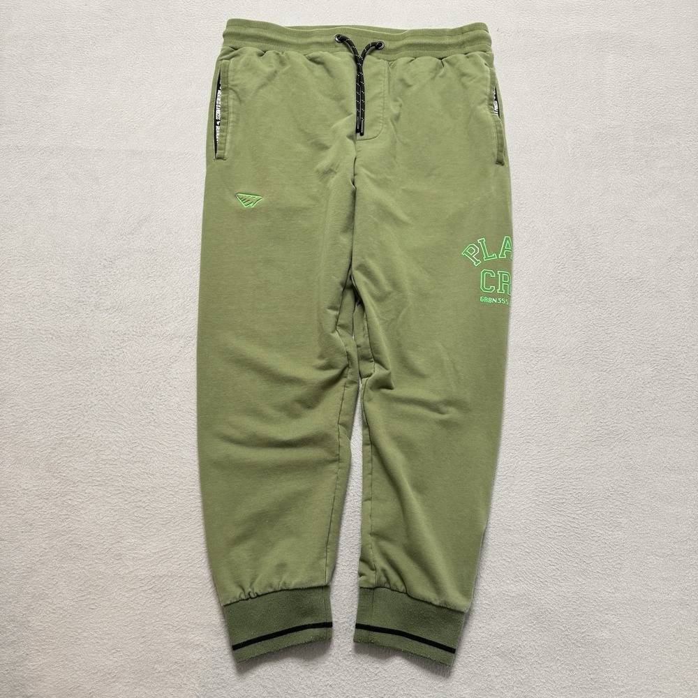 Paper Planes Sweatpants Mens Large Green Joggers Streetwear Crew Travel Casual